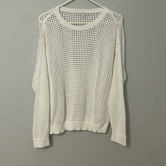 Calvin Klein white mesh sweater, women’s size XL. Never worn. Beautiful! - Picture 1 of 6